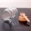 wholesale 120ml 250ml round glass spice jar with spoon and cork lid